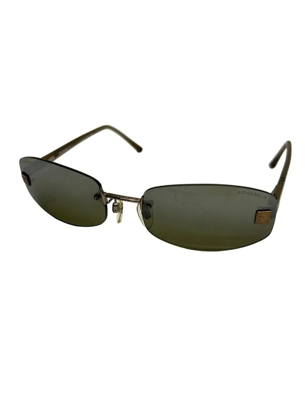 Chanel Sunglasses Dark Gray Gold CC Logo Eyewear